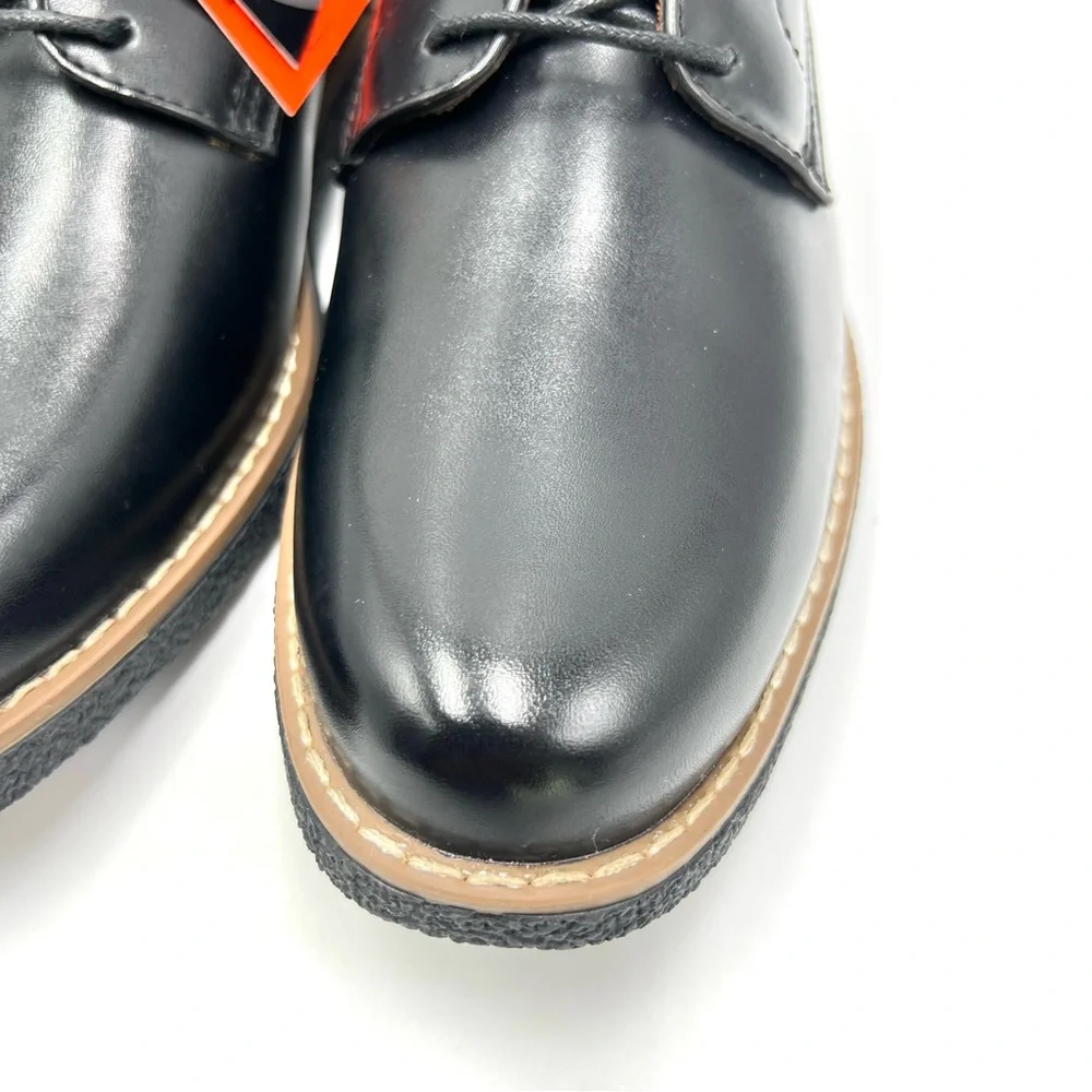 Deer Stags Boys Size‎ 3.5 Black Faux Vegan Leather Oxford Derby Dress Shoes
